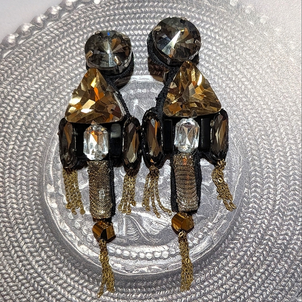 RARE VTG Oscar de La Renta Shoulder Brusher Earrings